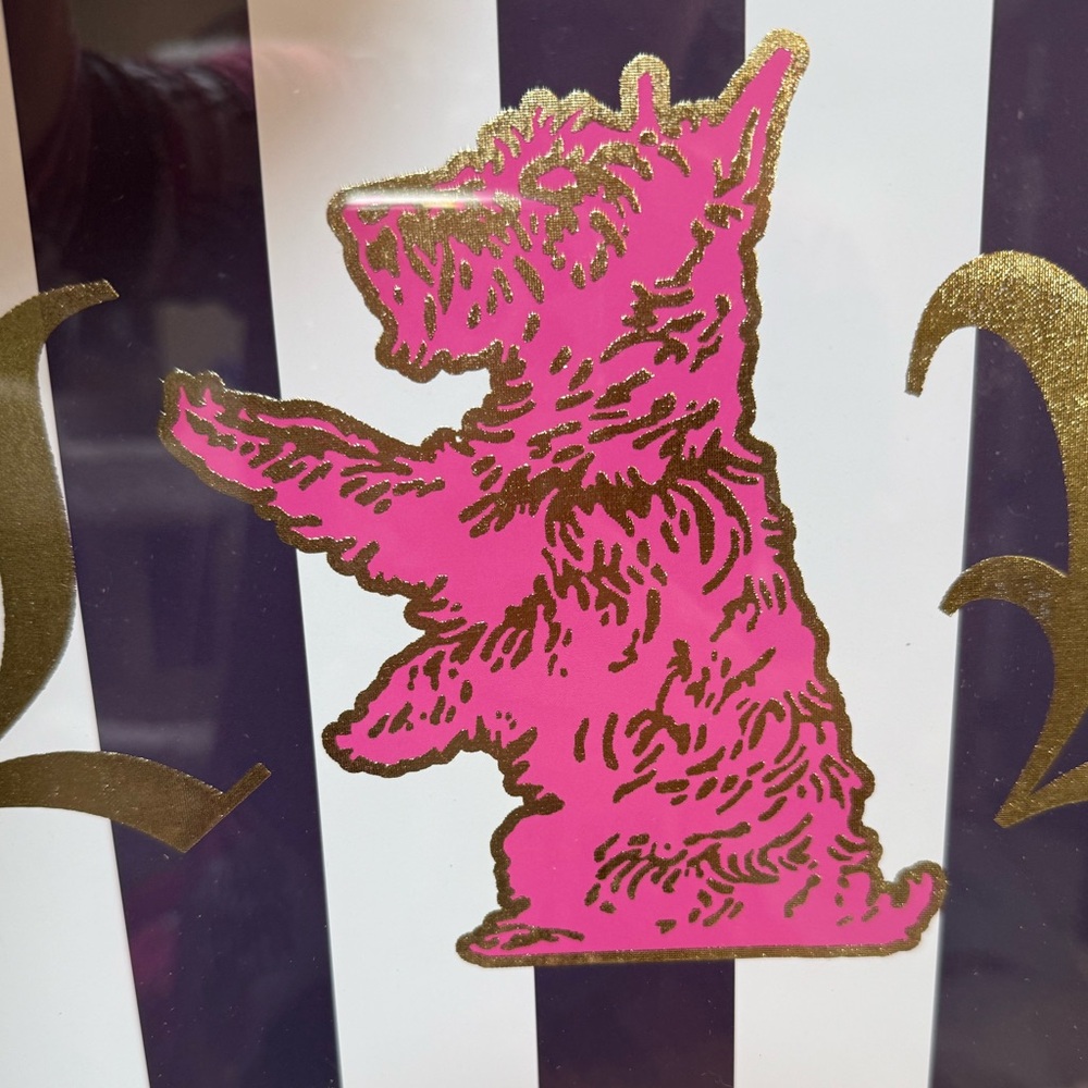 Juicy Couture NWT Juicy Pink Scottie Dog Black White Striped Framed Print - Picture 3 of 9